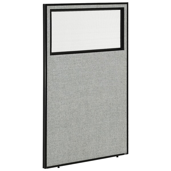 Global Industrial 36-1/4W x 60H Office Partition Panel with Partial Window, Gray 694659WGY - main